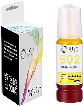 Compatible Ink Bottle Refilled T502 502 for Epson ET-4750 ET-3700 ET-3750 ET-2700 ET-2750 Printer 1 Pack, Yellow