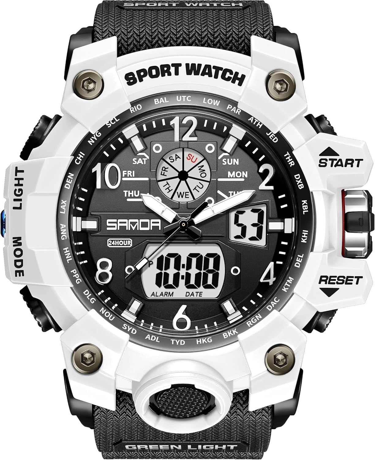 Mens Watches Sports Outdoor Waterproof Military Wrist Watch Date Multi Function Tactics Analog Digital LED Alarm Stopwatch