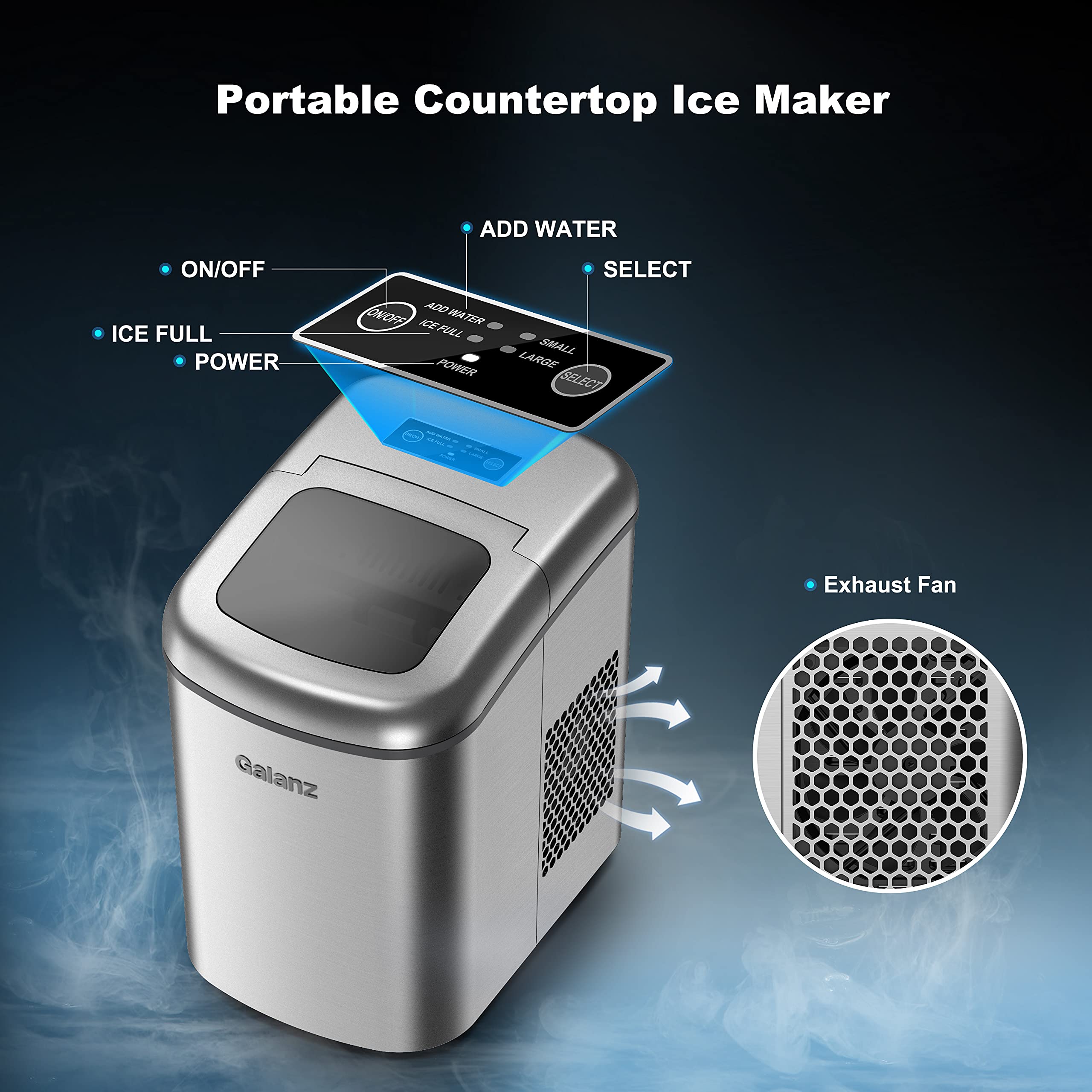 Galanz GLCI26SRA3A Portable Countertop Electric Ice Maker Machine 26
