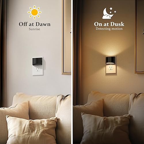 Miniatura 3 de JandCase Luz nocturna, luces nocturnas automáticas enchufables a la pared, paquete de 2 luces nocturnas con sensor de atardecer a amanecer, luz