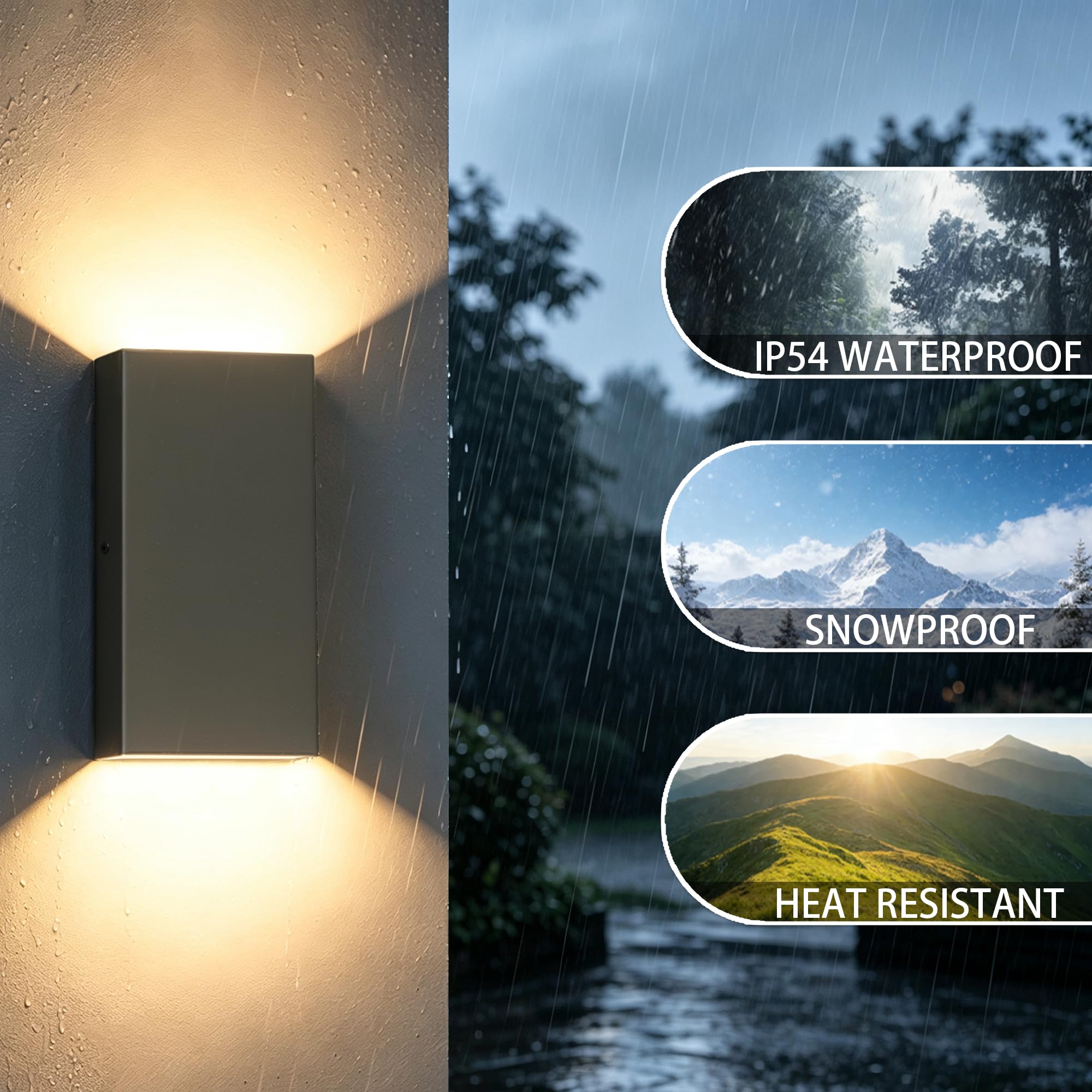 JNR Aussenlampe Wand IP54 Wasserdichte Wandleuchte Aussen, Anthrazit 2 Pack
