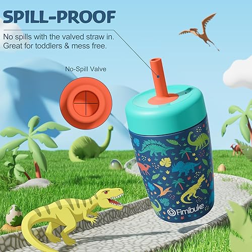 Miniatura 4 de Fimibuke Vasos para niños y niños pequeños, a prueba de derrames, 12 onzas, con aislamiento, para niños y niñas, sin BPA, botella de agua para niños