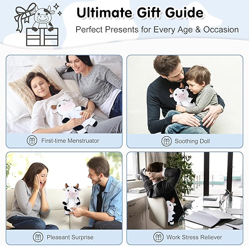 Vista 80 de Highland Cow Almohadillas térmicas para microondas para vientre, cuello y hombros, felpa calentable con calor húmedo, funda de felpa extraíble