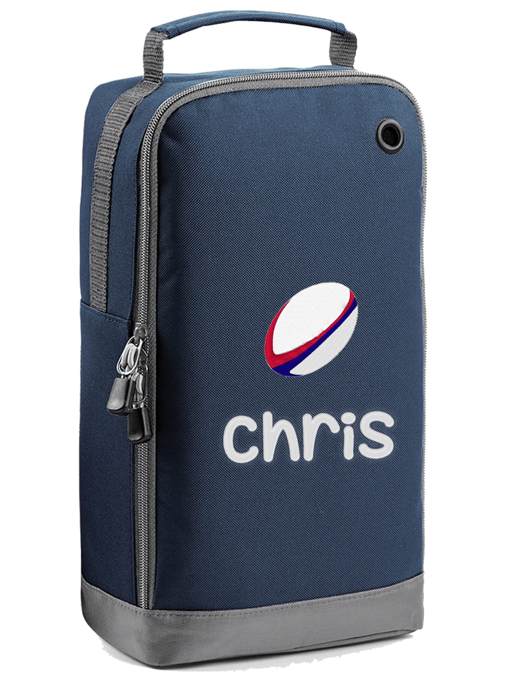 The T-Shirt Barnicle Personalised Kids Rugby Boot Bag Embroidered with Rugby Ball and Childrens Name