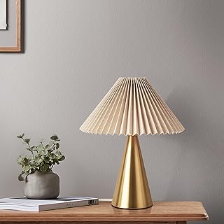 Gold Small Table Lamp, Cute Table Lamp, Pleated Table Lamp,Brass Gold Be...