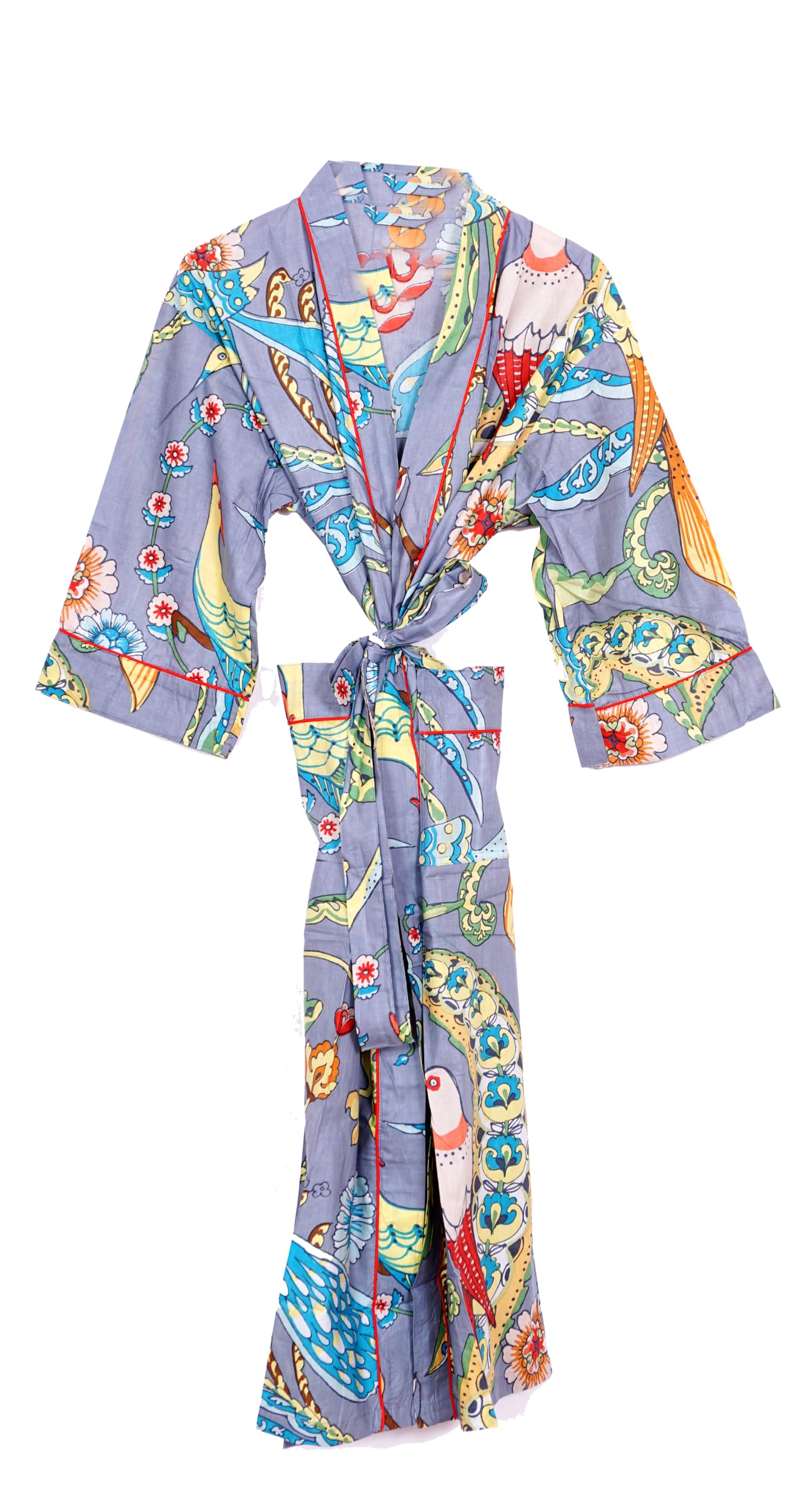 Pure 100% Cotton Robe For Womens Bathrobe Dressing Gown Long sleepwear Free Size Kimono