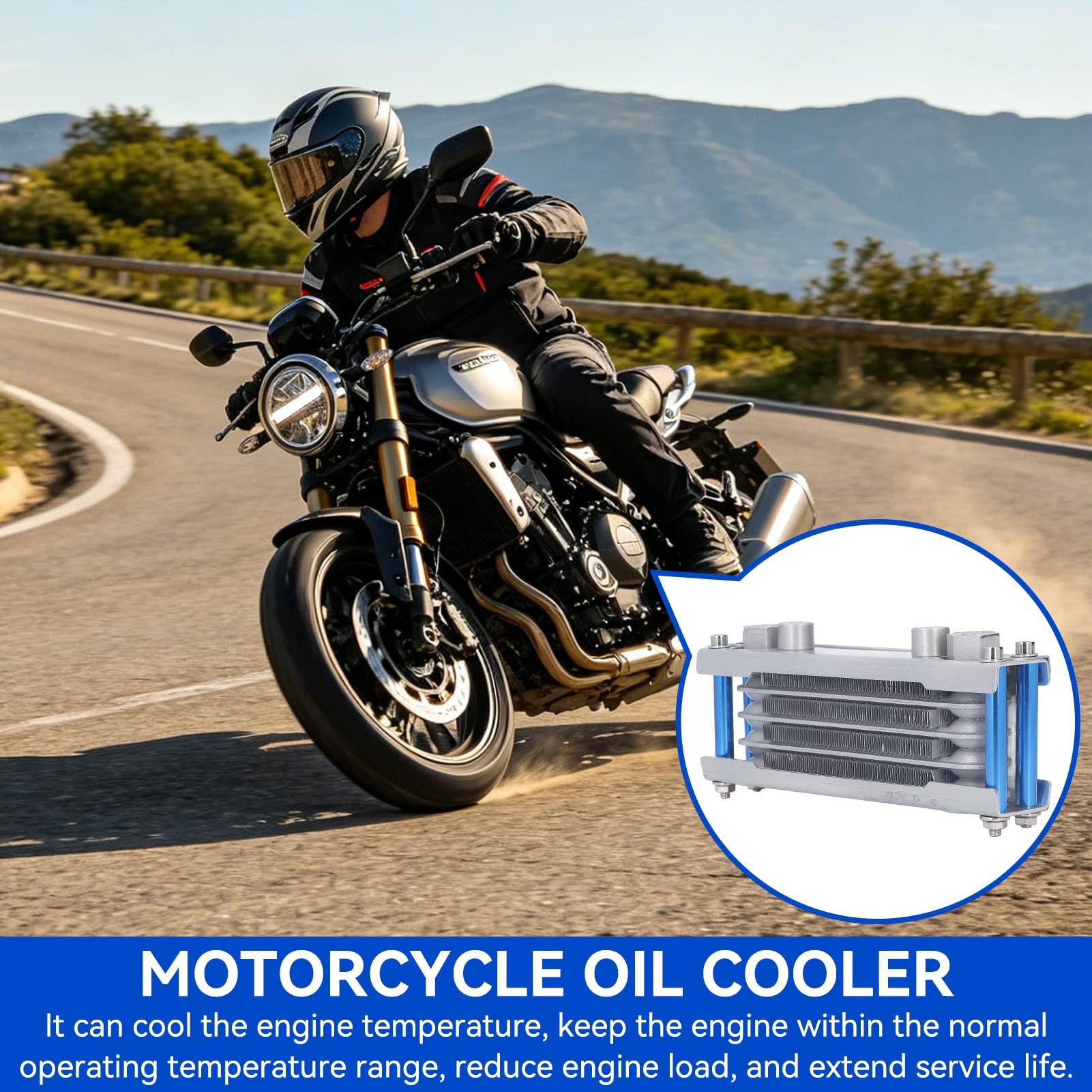 HERCHR Dispositivo di Raffreddamento Dell'olio per Moto, Universale Set di Radiatori per Olio Motore, Sistema di Raffreddamento, Kit di Ricambio per 125, 50cc, 150cc, Dirt Pit Bike