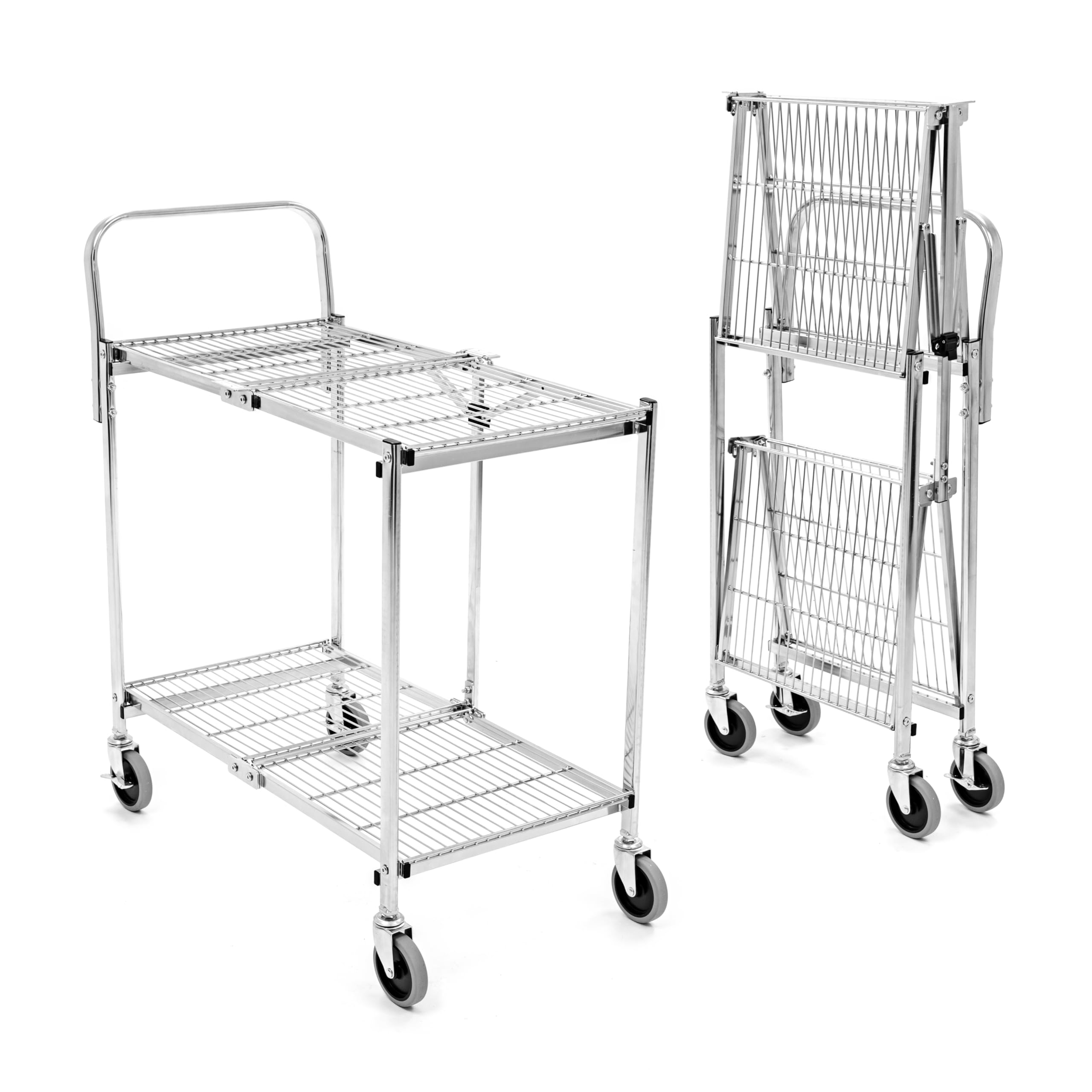 Tubstr original - Carrito de alambre plegable | Carrito utilitario de alambre de 2 estantes que proporciona un transporte cómodo, soporta 200 libras y se pliega para almacenamiento. Grado comercial