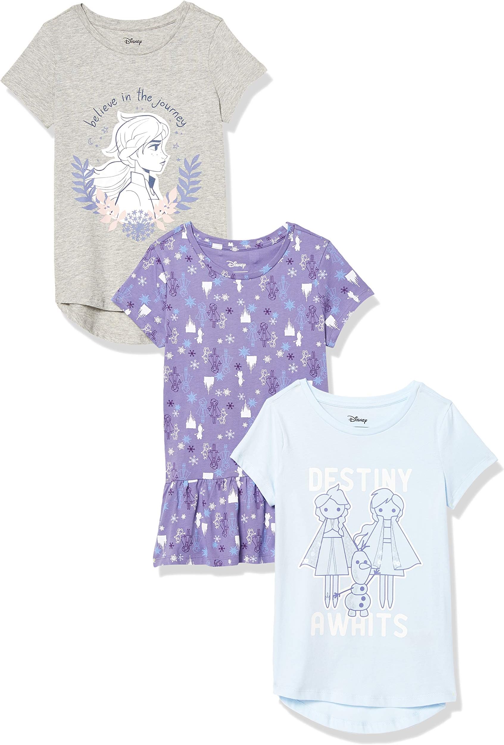 Amazon Brand - Spotted Zebra Girls' Disney Star Wars Marvel Frozen Princess Short-Sleeve Tunic T-Shirts