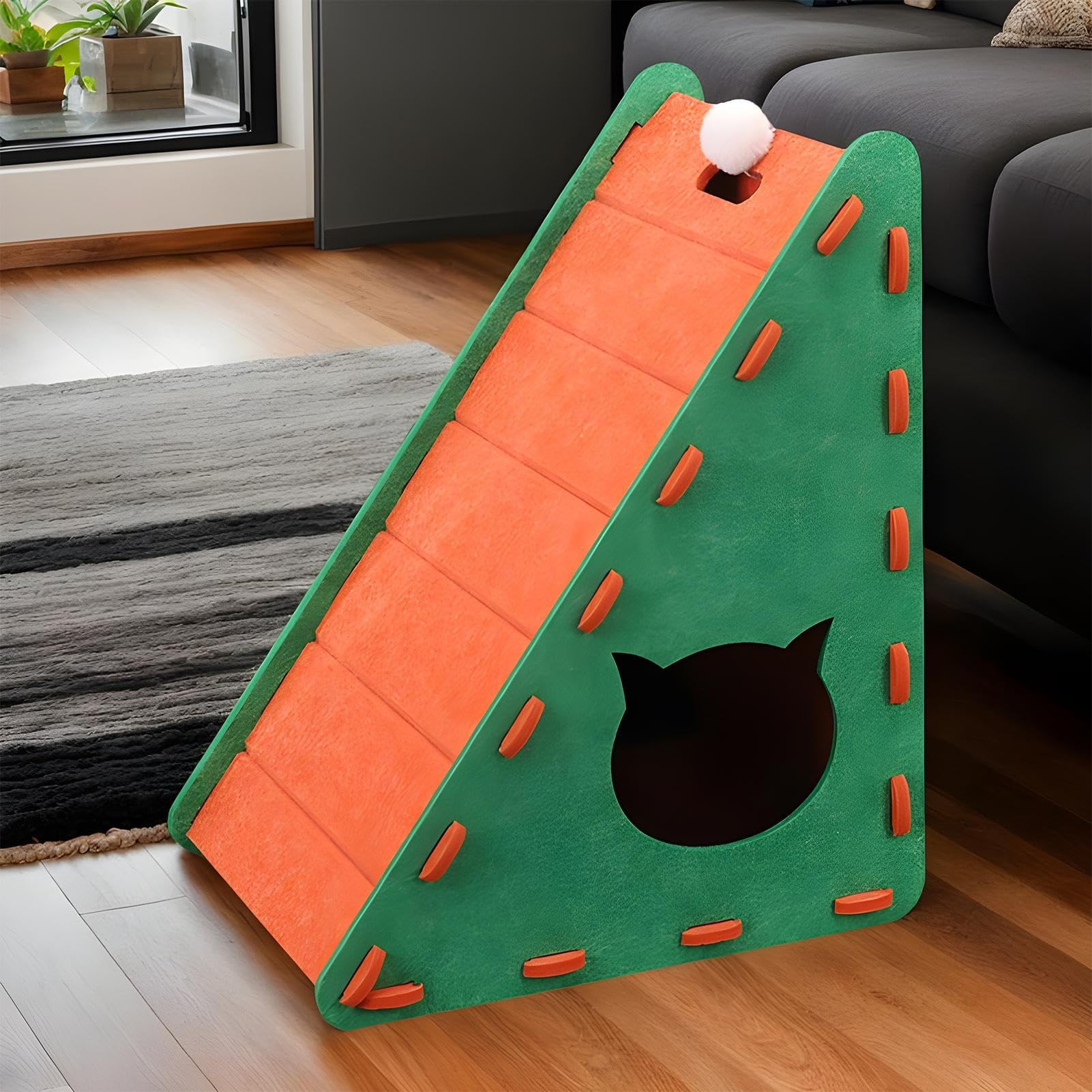 Kratzmatte Katze - Kratzbrett Katzen | Dreiecks Filzkratzer Für Katzen | Kratzmatte Katze Wand | Weastresistente Klettermatte Zum Schärfen Von Klauen, Spielen, Entspannung Ecke Als Möbelschutz