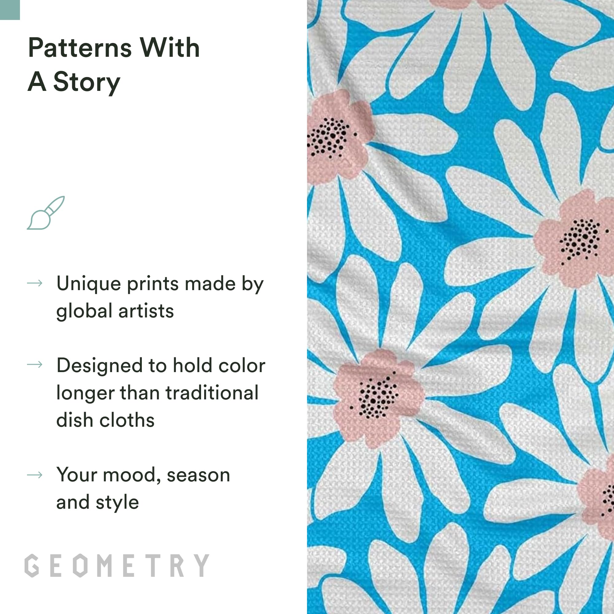 Geometry Paños de Cocina – Colección Primavera y Verano – Paños de Cocina Premium con Tejido geográfico – Toallas de Cocina absorbentes y de Secado rápido – Sweet Spring, 10 x 10 Pulgadas – 3 Piezas