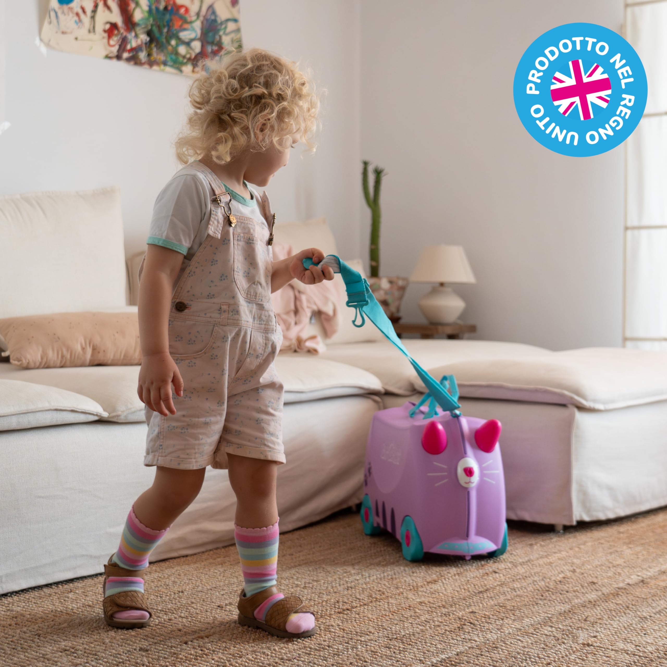 Trunki Valigia Cavalcabile per Bambini – Trolley Bambini Bagaglio a Mano – Valigia Cavalcabile Cassie Gatta (Lilla)
