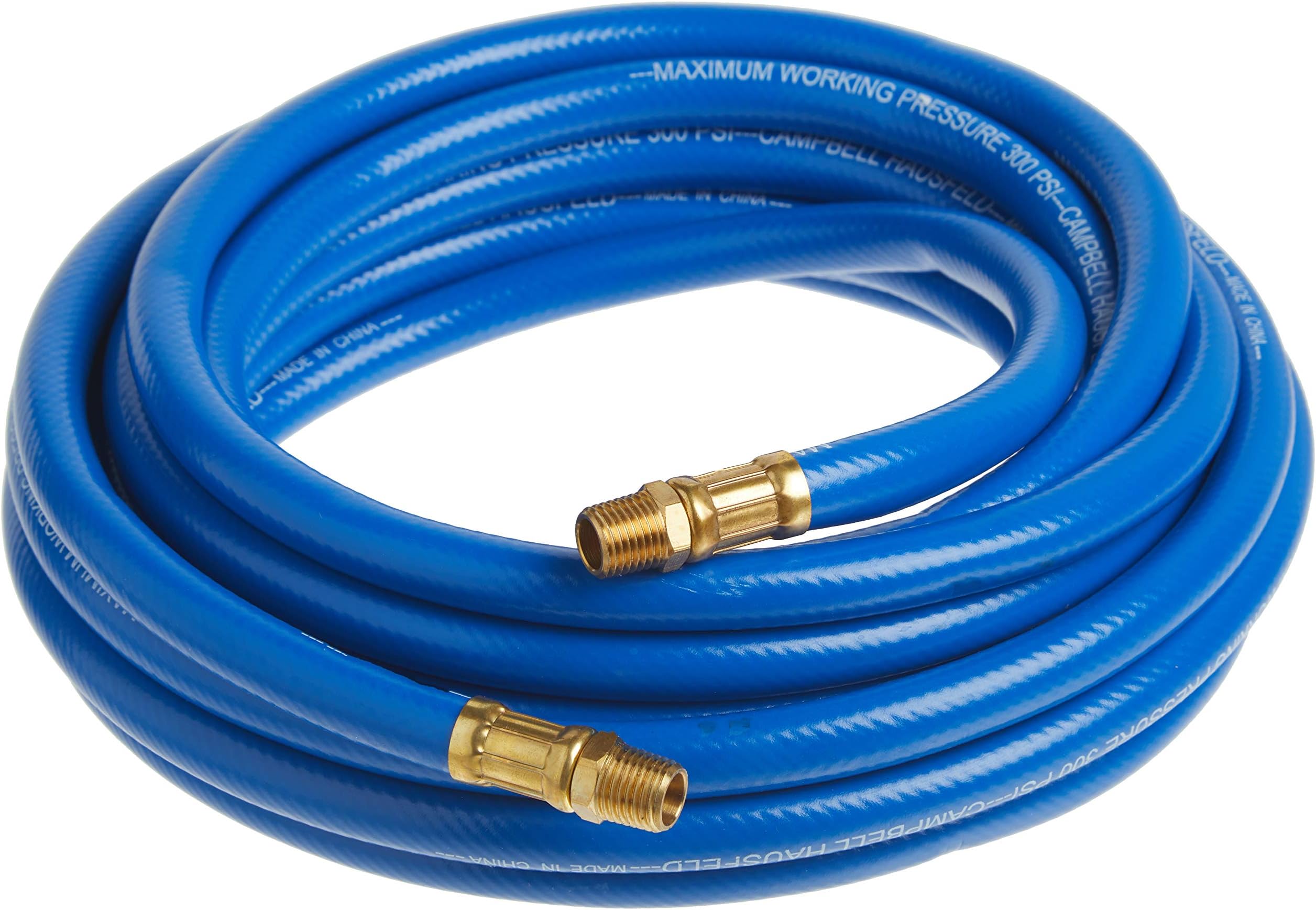 CAMPBELL HAUSFELD 3/8 in. x 25 ft. PVC Air Compressor Hose, Lightweight and Durable Air Hose, Ideal for Air Compressor Applications Non-marring and abrasion resistant cover.