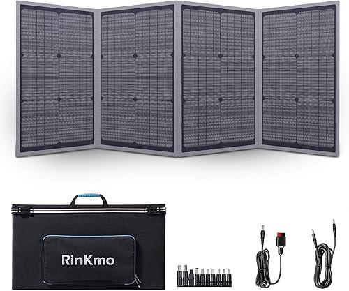 RINKMO Cargador portátil recargable de 100 vatios carga de energía plegable fácil de usar para caravanas de 12 V al aire libre batería de camping y