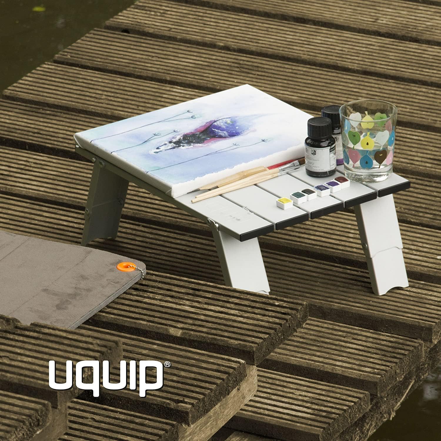 Uquip Handy - Tavolino pieghevole in alluminio, regolabile in 2 altezze (11/16 cm)