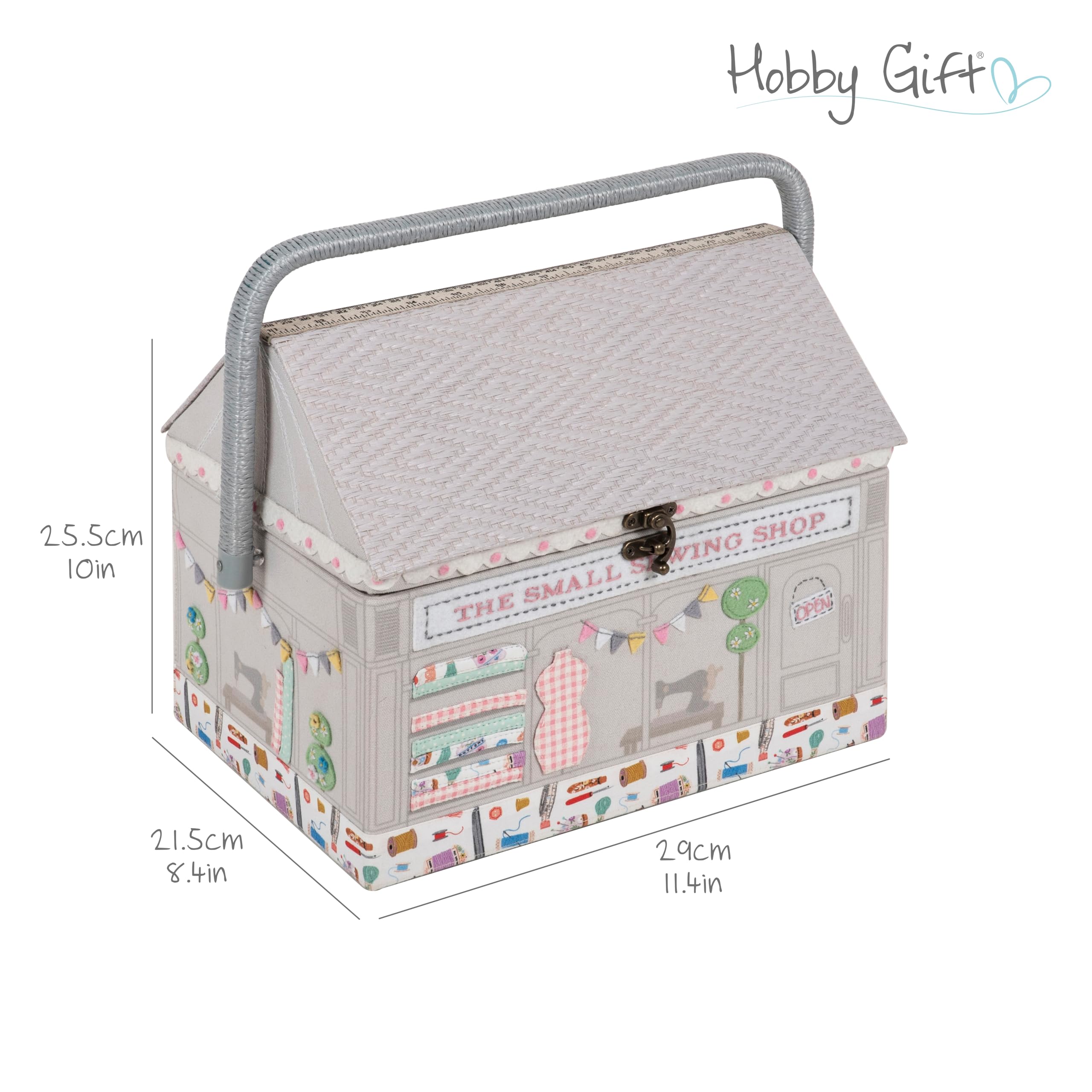 Boîte De Rangement Couture Hobby Gift - Taille Moyenne 18,5x25,5x14,5cm - Tissu Coton - Plateau Amovible