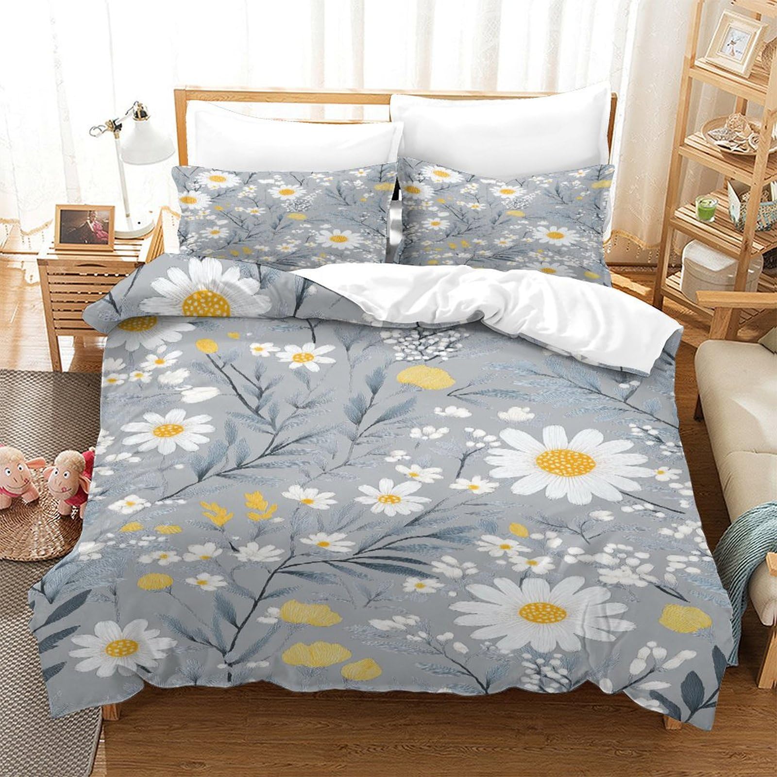 Qdzhcpmyk Flowers And Plants Duvet Cover 3 Pcs Hotel Quality Quilt Cover Bedding Sets Bed Covers With Pillowcases With Zipper Closure Ultra Soft Anti Allergic Microfiber Super King（260X220cm）