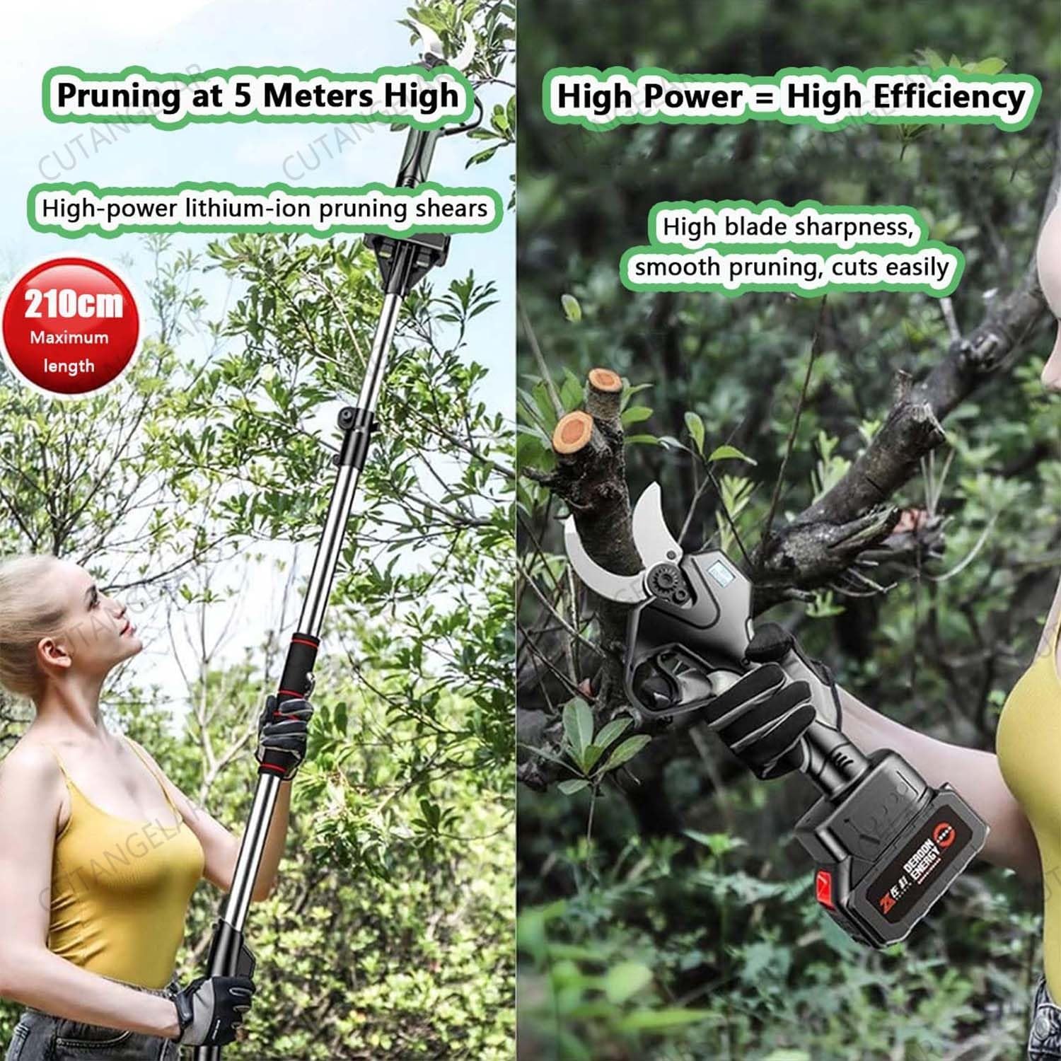 Upgraded Electric Pruning Shears,Heavy Duty Electric Pruner 3 Inch Cutting Diameter with Telescoping Pole 4.2-7.1ft Brushless Motor Power Shears for Garden Tree Pruner Branch(With out pole)