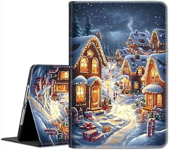 Case for iPad A16 11th Generation 11-inch 2025, for iPad 10th Generation 10.9-inch 2022 - Slim Fit Standing Cover with Auto Sleep/Wake, Snowy Christmas Village
