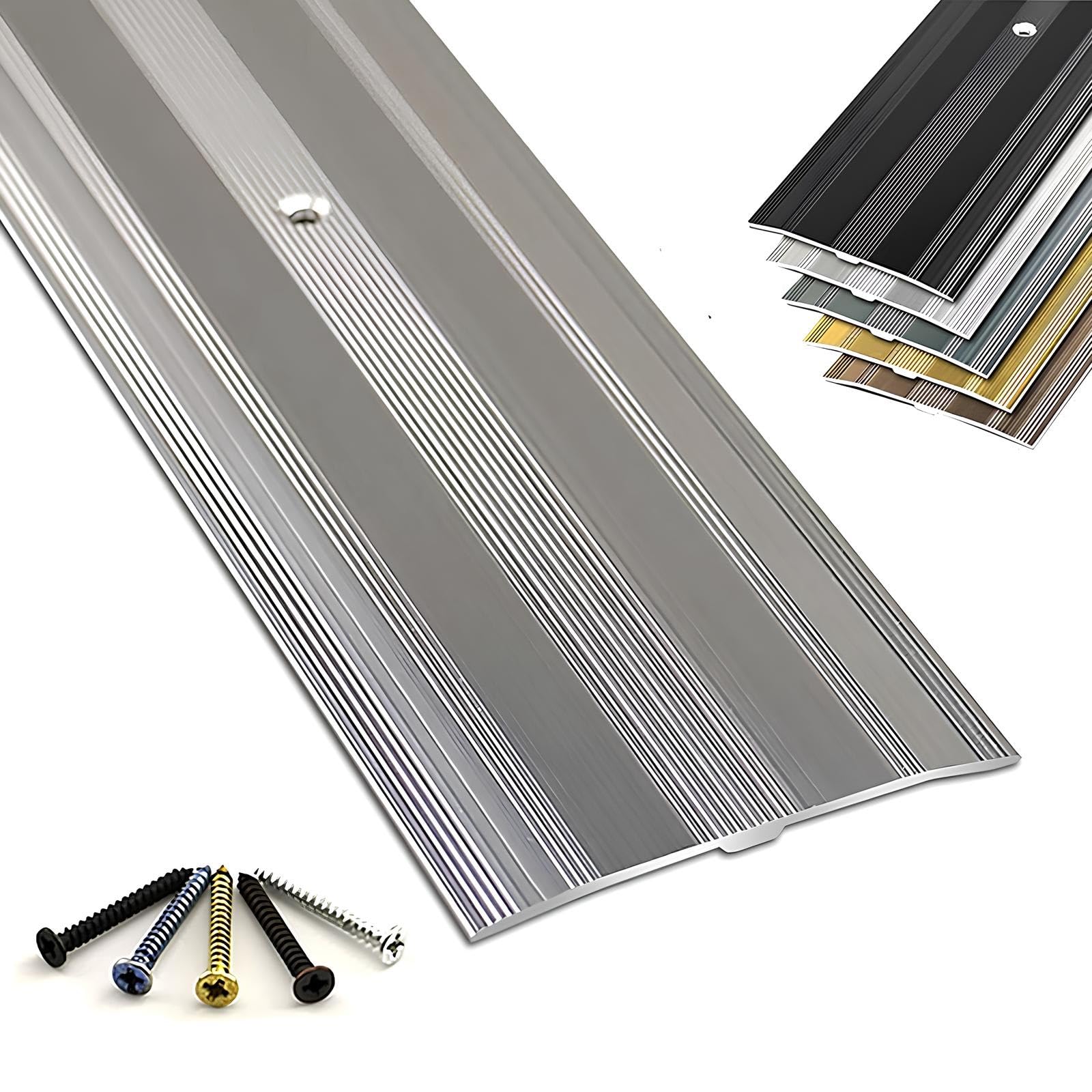 Striscia in alluminio per pavimento, larghezza 6 cm, per piastrelle e tappeti, color argento, 145 cm, facile da installare, ideale per ristrutturazione domestica