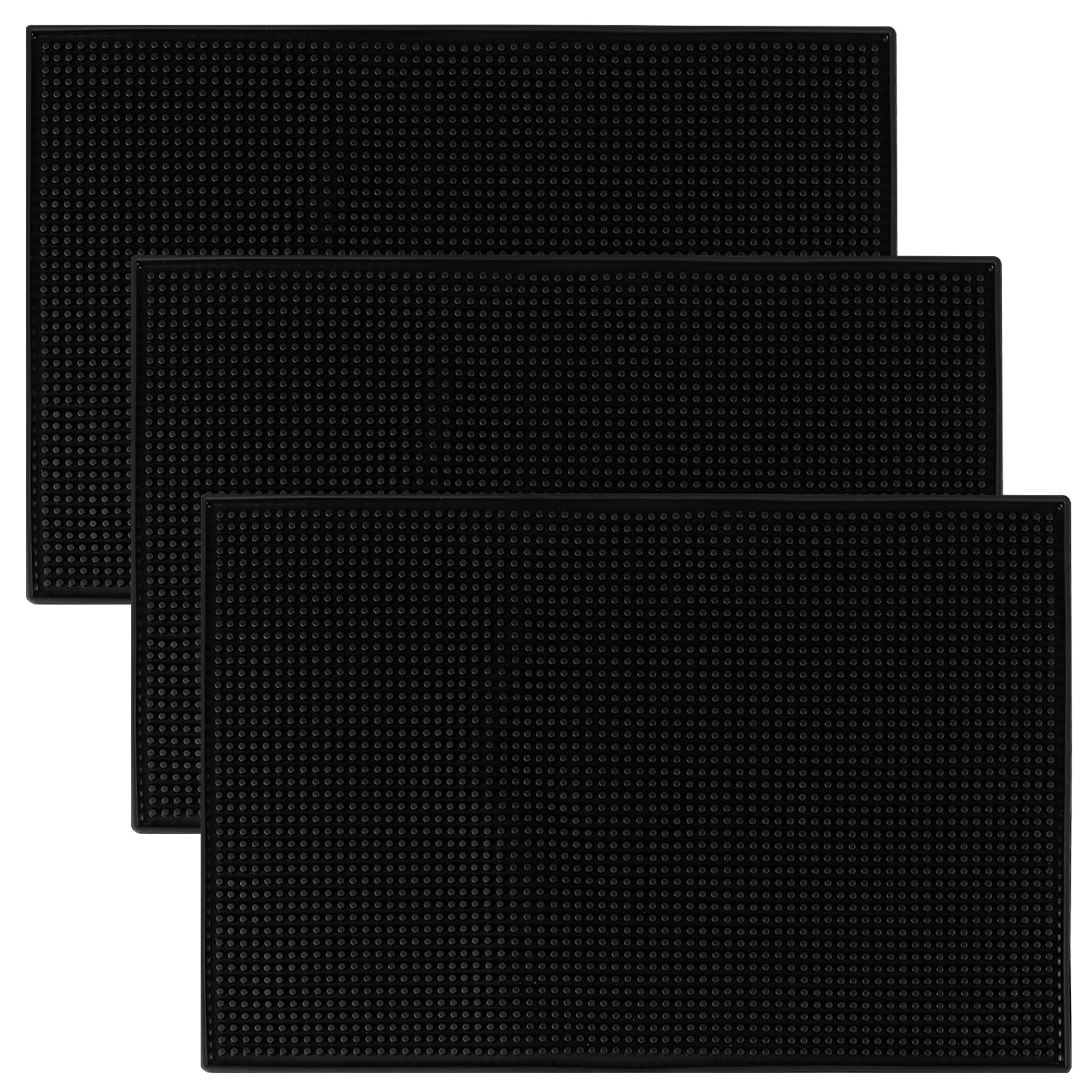 Juego de 3 alfombrillas de silicona para barra de bar, 45 x 30 x 1 cm, negro