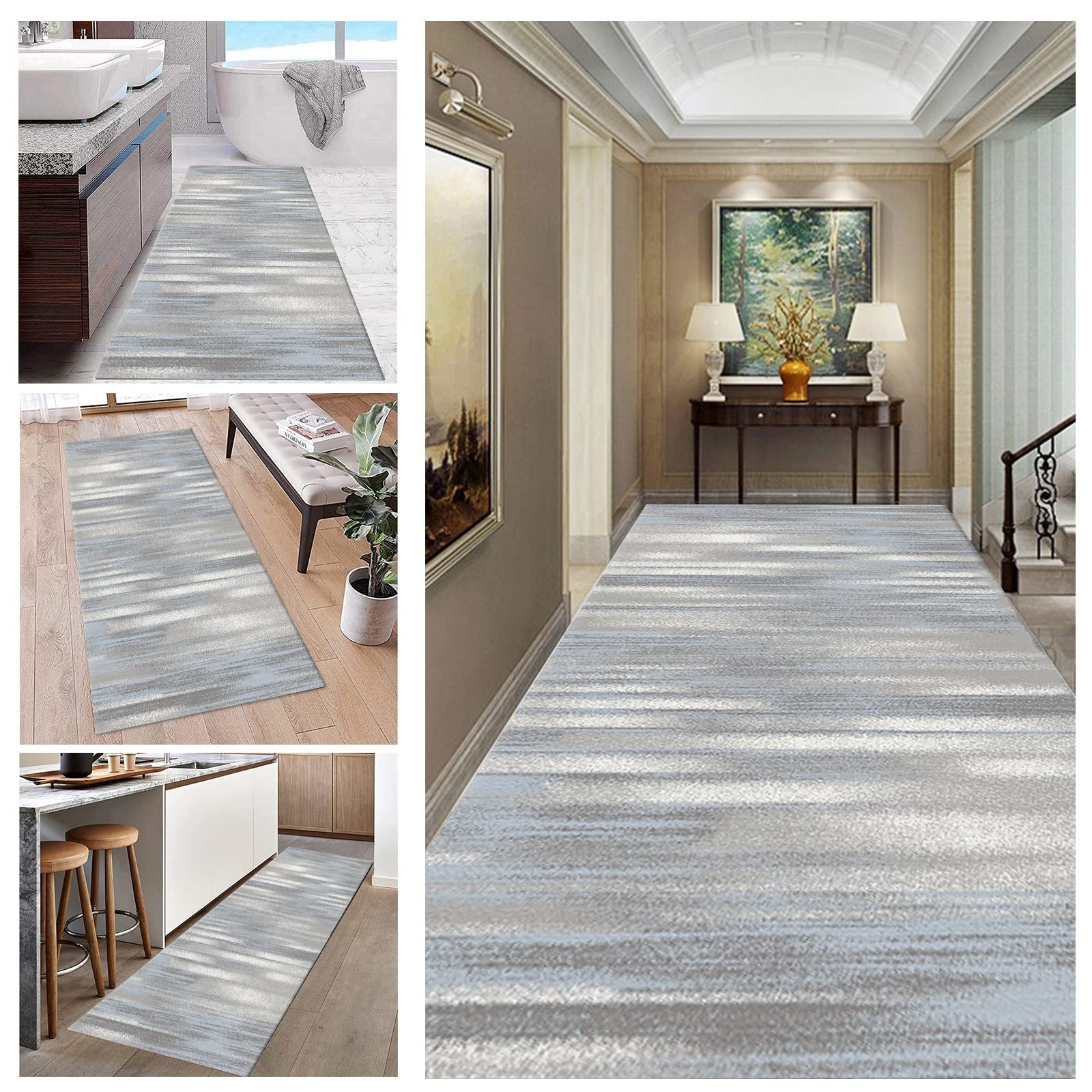 Tapis de couloir antidérapant gris 3m pour escalier étroit