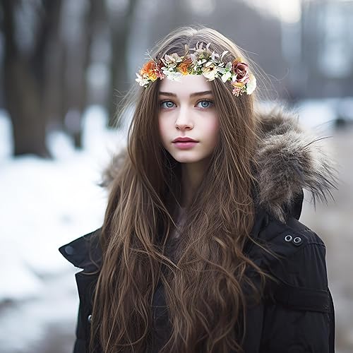 Miniatura 9 de Vivivalue Corona floral niña diadema floral diadema flor halo boda fiesta fotos