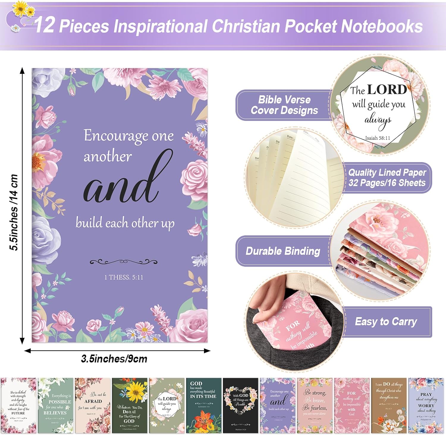 48 Pcs Christian Bulk Gifts for Women Include Bible Verse Notebook Scripture Pen Magnetic Cross Bookmark Organza Bag Inspirational Religious Journal for Church Sunday School Easter Mothers Day Prizes - Image 3