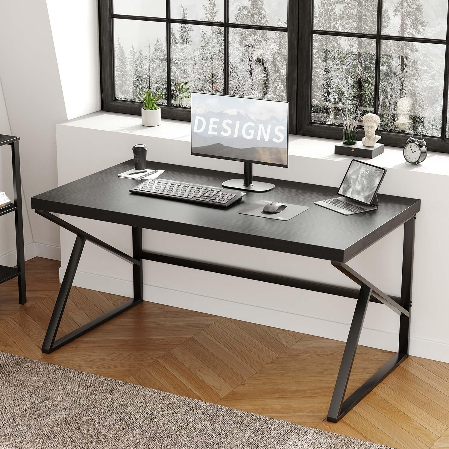 Amazon.com: HSH Black Desk, Modern Industrial Home Office Computer