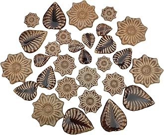 BTMIEY500g/1.1lb Random Color Irregular Ceramics Mosaic Tiles,DIY Making Creative Ceramic Mosaic Tiles for DIY Craft Plates Flowerpots Vases Cups Mosaic Making Supplies (Coffee Flowers + Leaves)