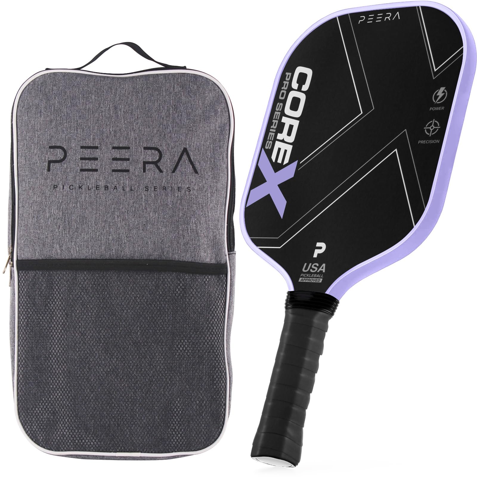 GOTWAH P1 Pickleball Paddle, Koolstofvezel 3K T700 Oppervlak, USAPA Goedgekeurd voor Power & Controle, 16 MM Polymeer Kern, Getextureerd Carbon Grit Oppervlak