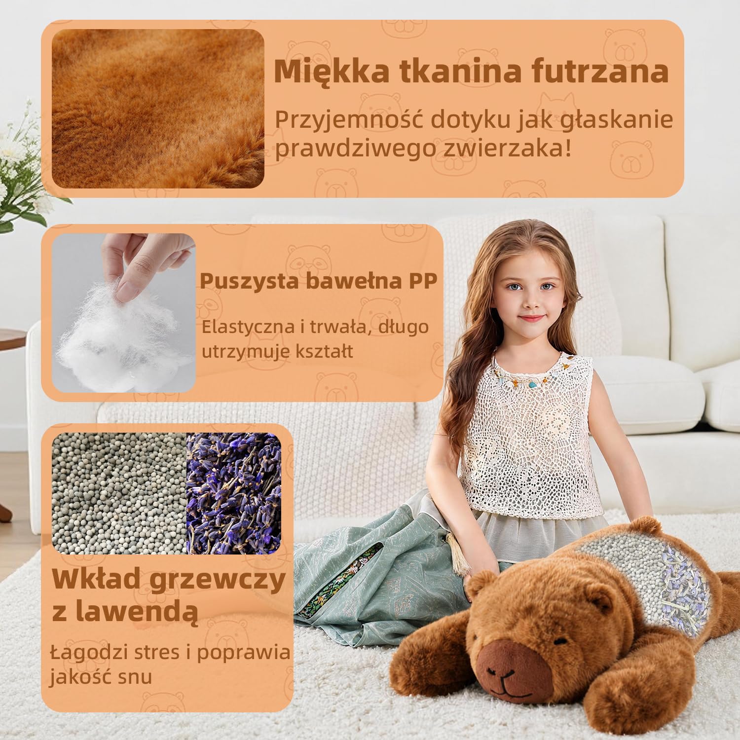 Ważona Maskotka Kapibara, 58 cm, Lawenda, Podgrzewana w Mikrofali, dla Dzieci i Dorosłych (2-Brązowa Kapibara)