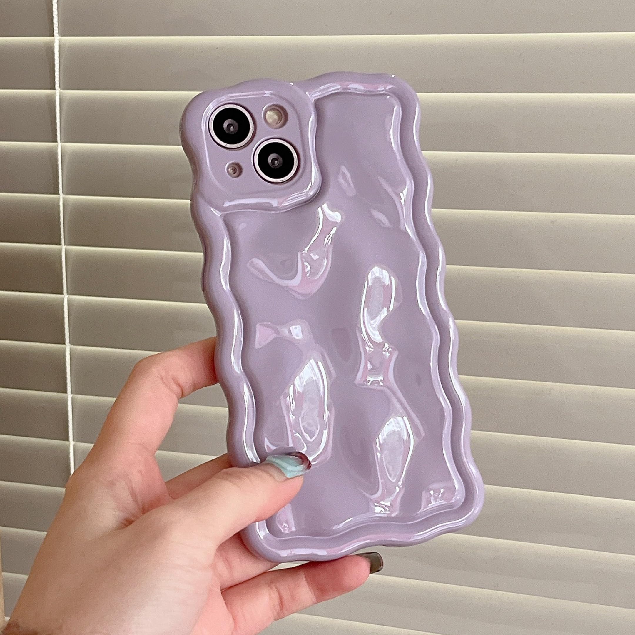 FABSPARK Case For IPhone 14 Pro,Solid Hot Pink Curly Wave Frame, Soft Liquid Silicone Shockproof For IPhone 14 Pro Case 6.1 Inches