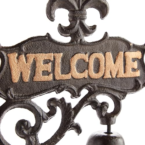 Miniatura 8 de Juvale Campana de cena para exteriores, 6.7 x 8.9 x 0.8 pulgadas, hierro fundido negro, estilo antiguo, campana de bienvenida al aire libre para