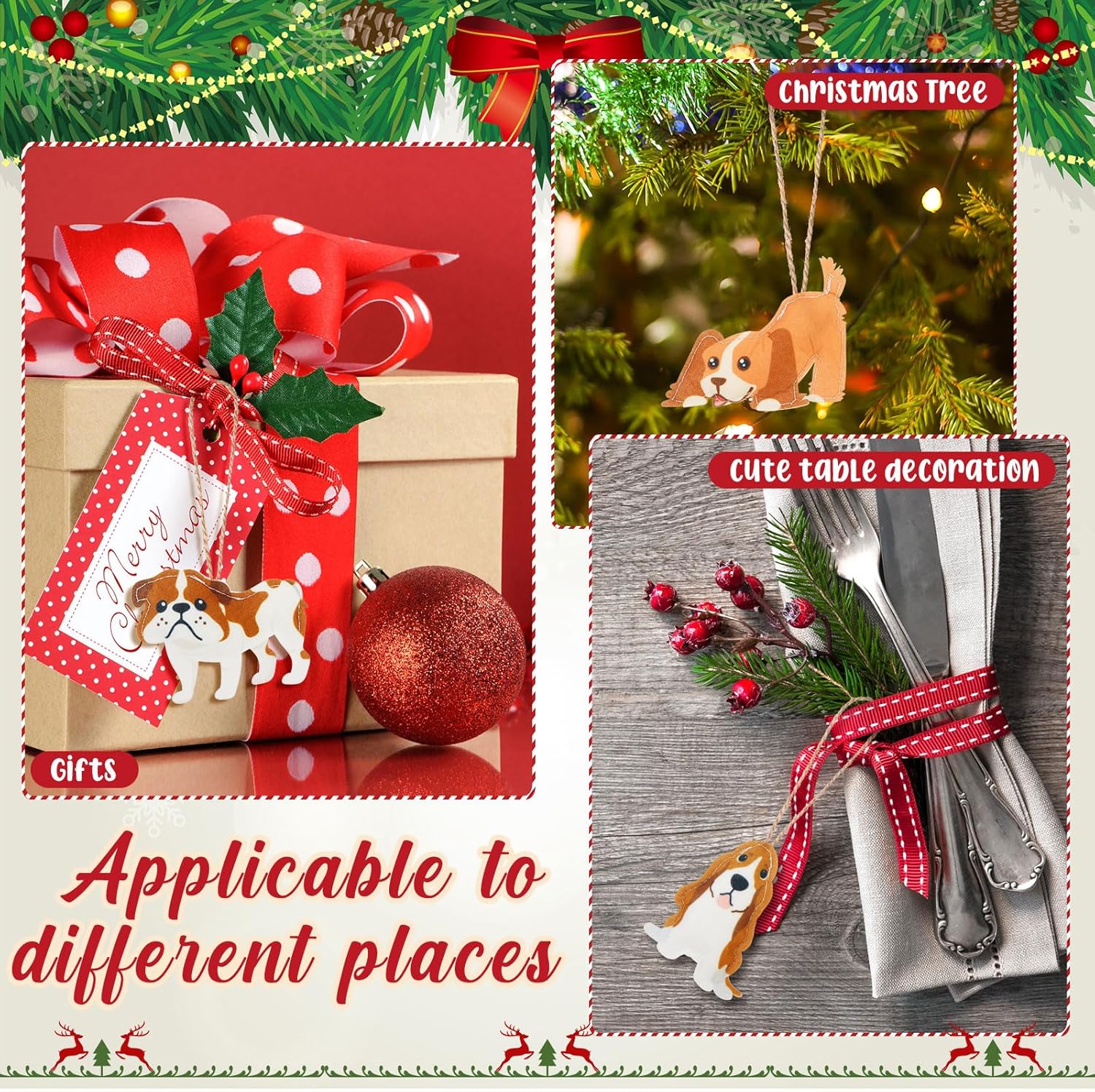 CAT Remerry 15 Pieces Christmas Felt Cat Ornaments Christmas Hanging Figurine Ornaments Set Woodland Decorative Hanging for Xmas Tree Home Decorations