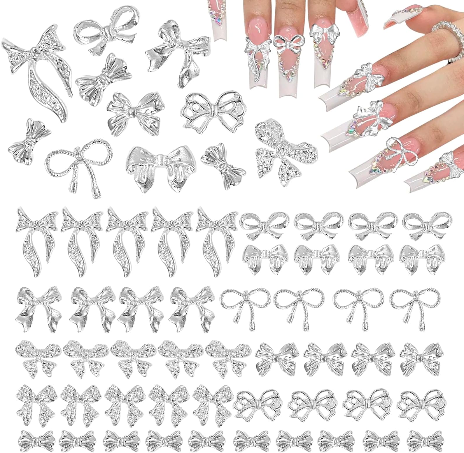 amazon-silver-alloy-bow-heart-dangle-nail-gems-charms-3d-colors
