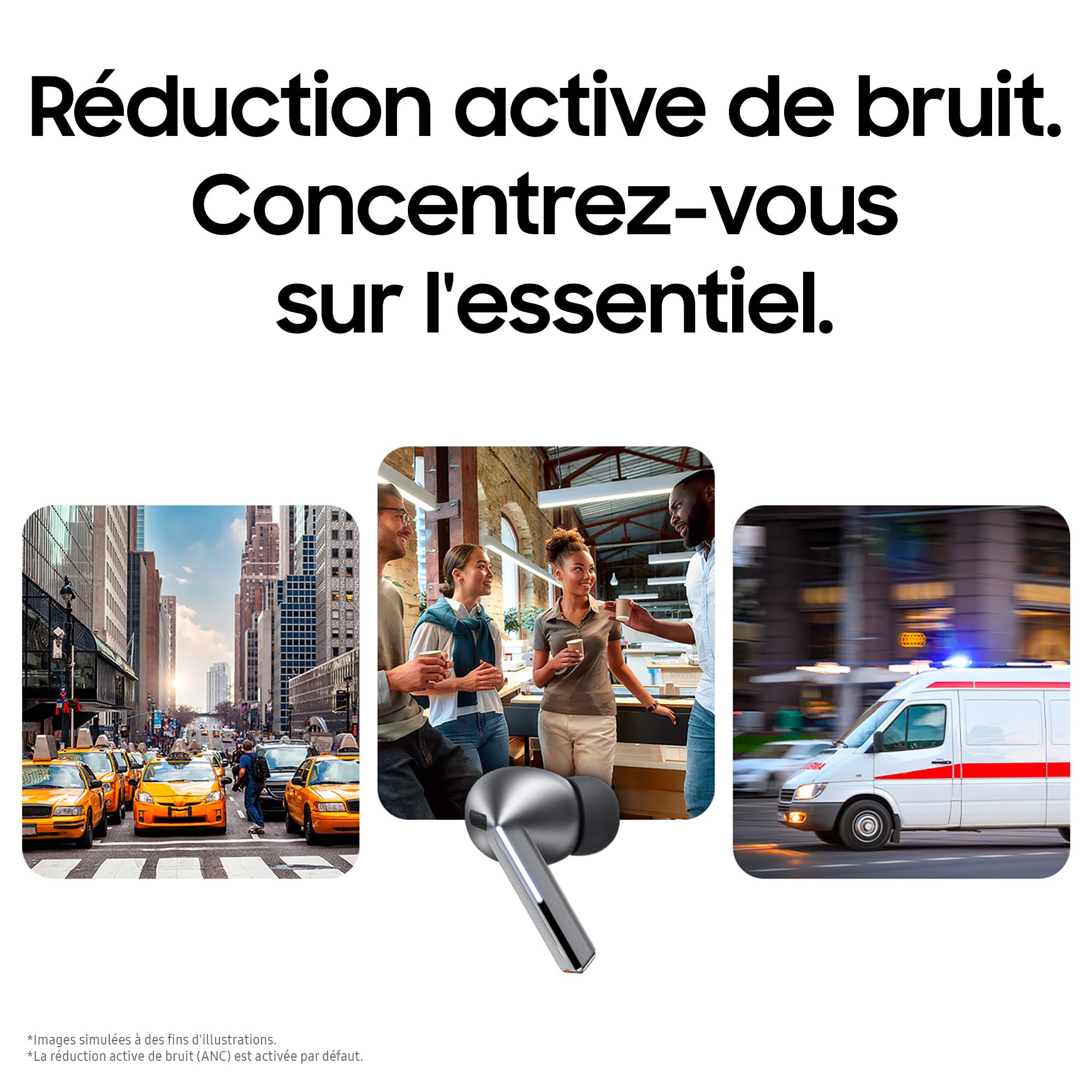 Samsung Galaxy Buds3 Pro, Écouteurs sans Fil, Réduction Active de Bruit, Bluetooth, Blanc, Audio 360, Galaxy AI, Chargeur Secteur Inclus, (Version FR) [Exclusivité Amazon]