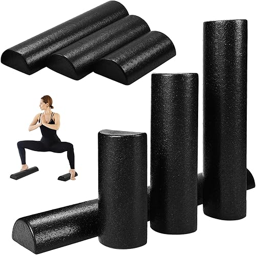 Outus Rodillo de espuma medio redondo de alta densidad, 4 tamaños, rodillo de espuma de alta densidad, rodillo de espuma para ejercicio para