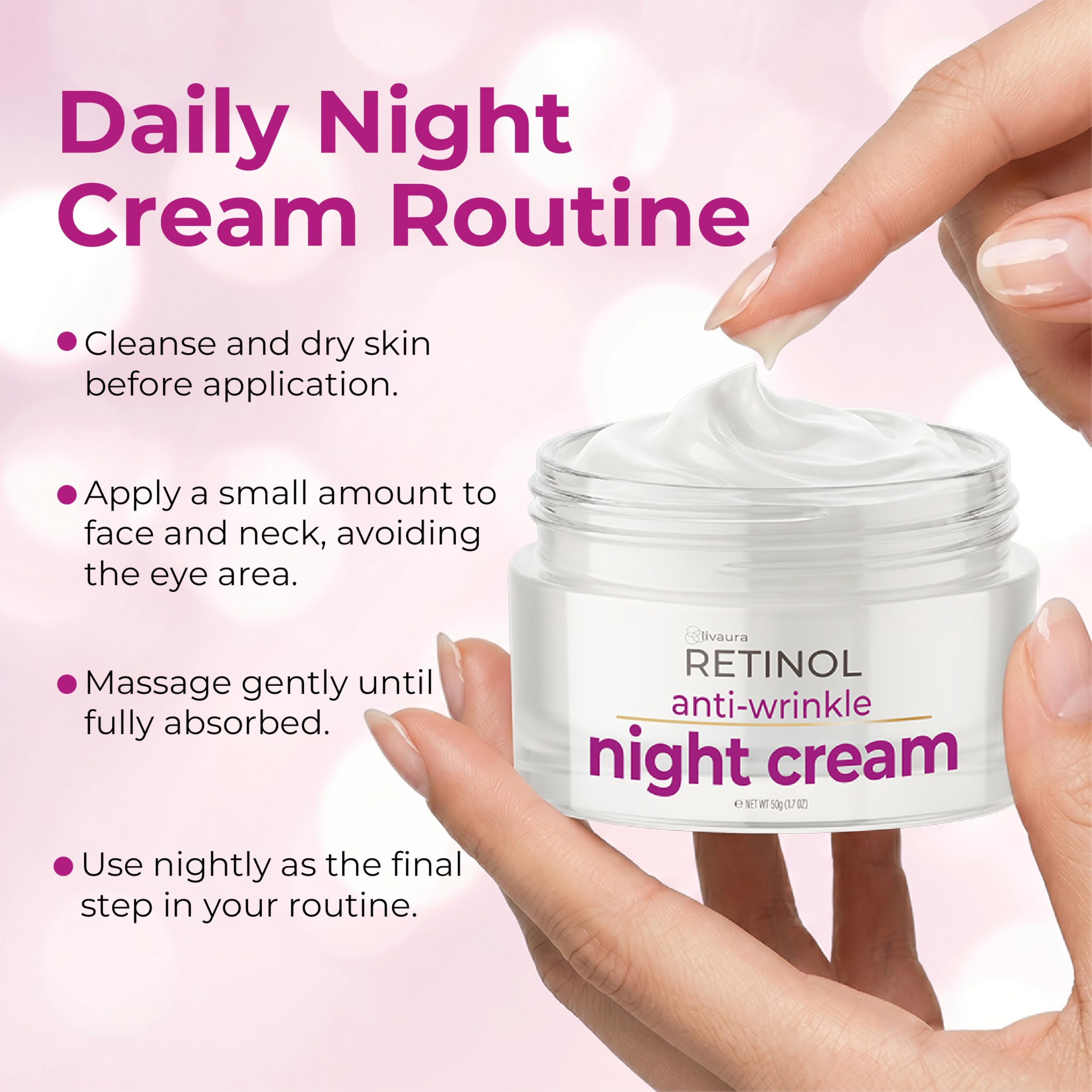 Amazon.com: LIVAURA - Crema de noche con retinol para mujer, crema
