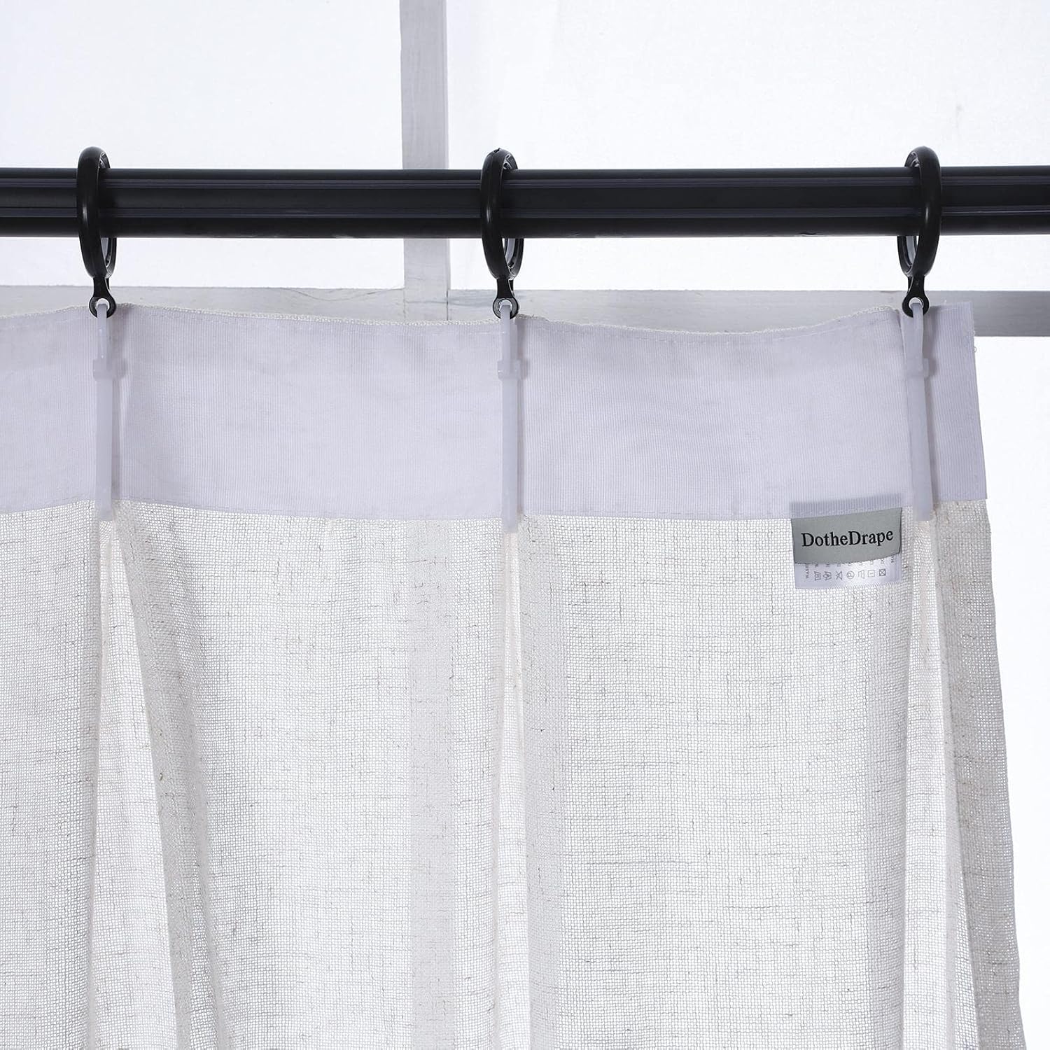 Pinch Pleat Linen Sheer Window Curtain Panels Beige Curtain 40 Width 120 Inch Long for Living Room, Sliding Door, 1 Panel