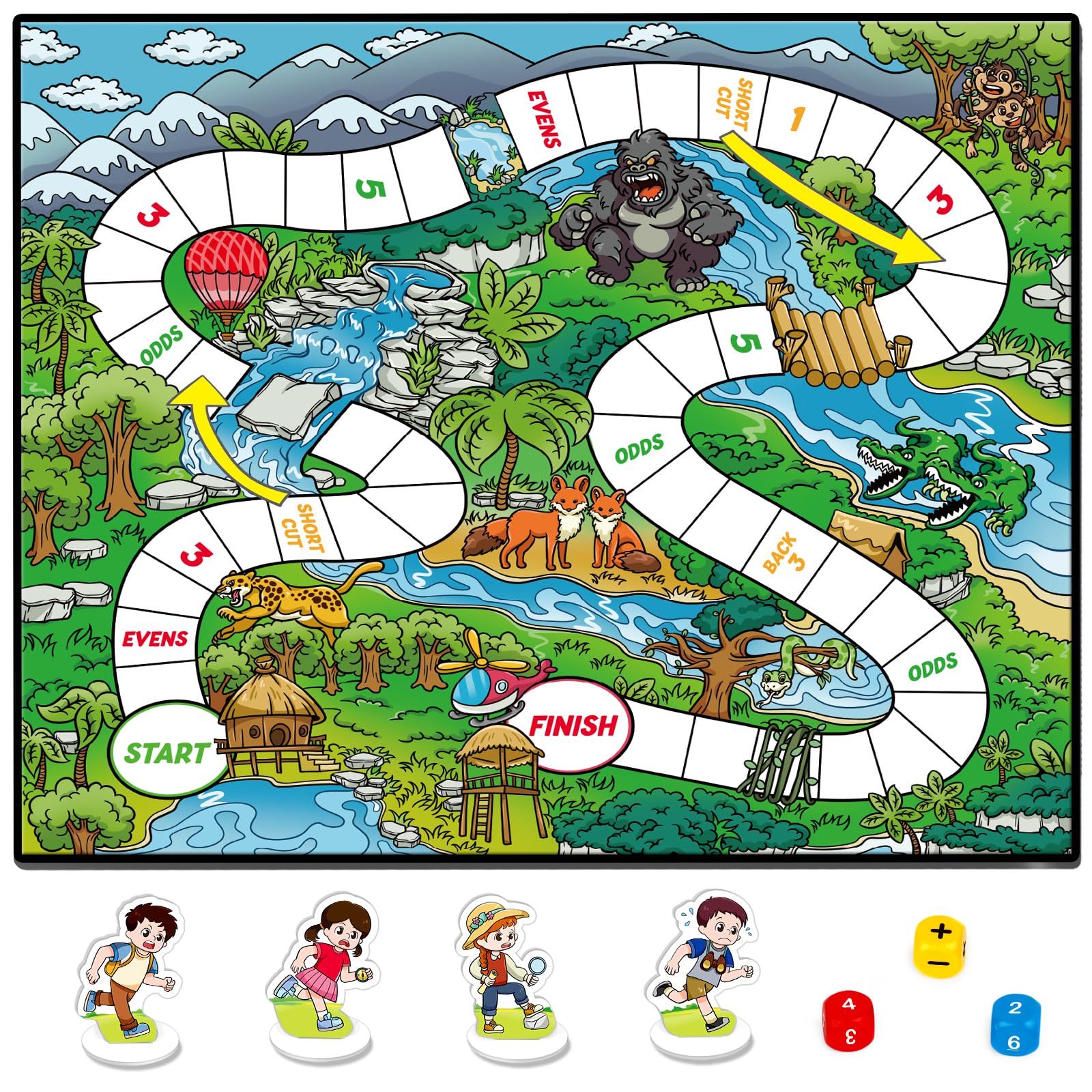 Aizweb Math Board Games for Kids,Addition & Subtraction Game,Educational Learning Board Games for 1st Grade for Boys and Girls Ages 5 6 7 8,Travel Indoor Outdoor Classroom Dice Family Games