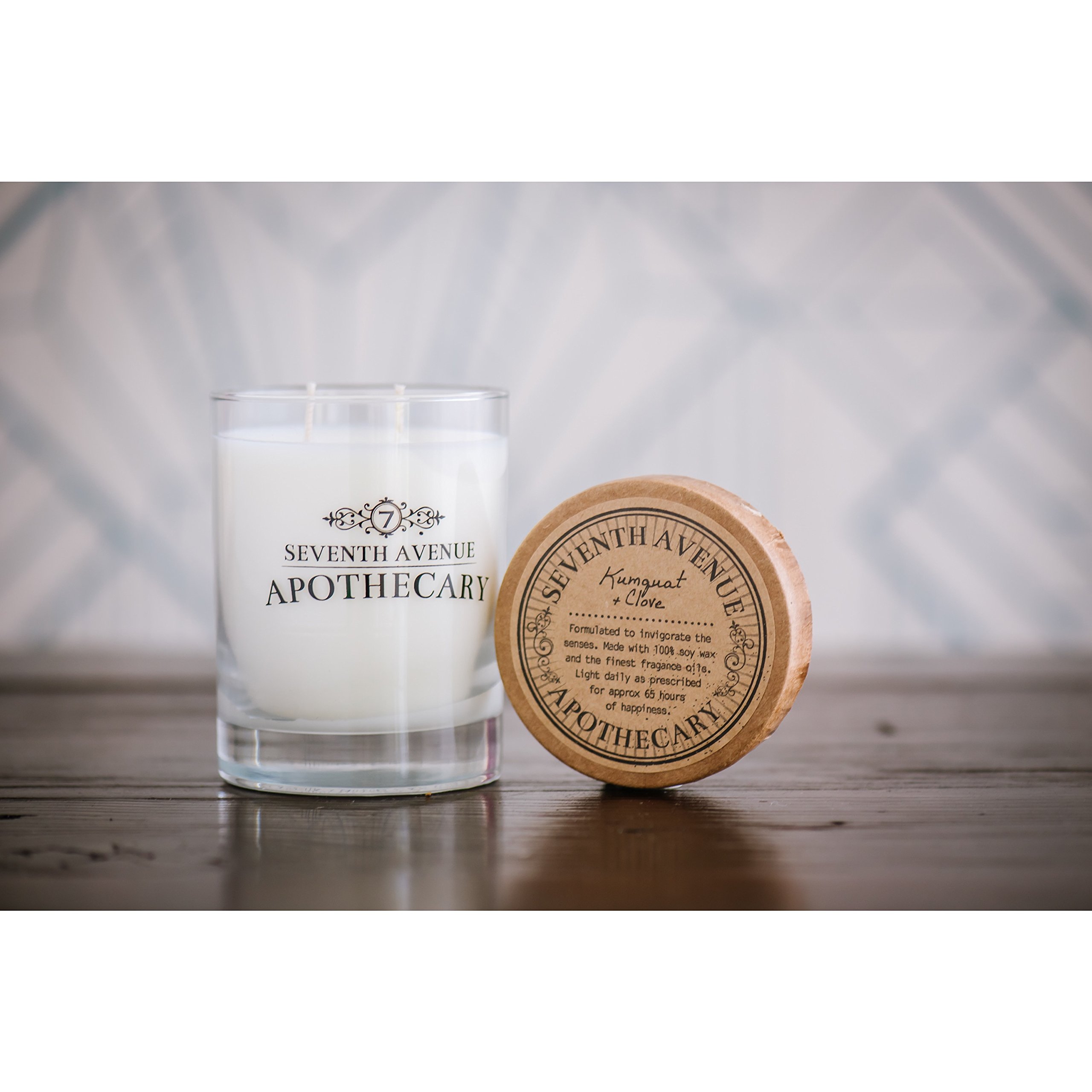 Seventh Avenue Apothecary Premium Scented 100% Soy Candle - Kumquat + Clove - 11 oz. net. wt. Glass Jar - Long Lasting 65+ Hour Burn Time - Hand Poured in The USA