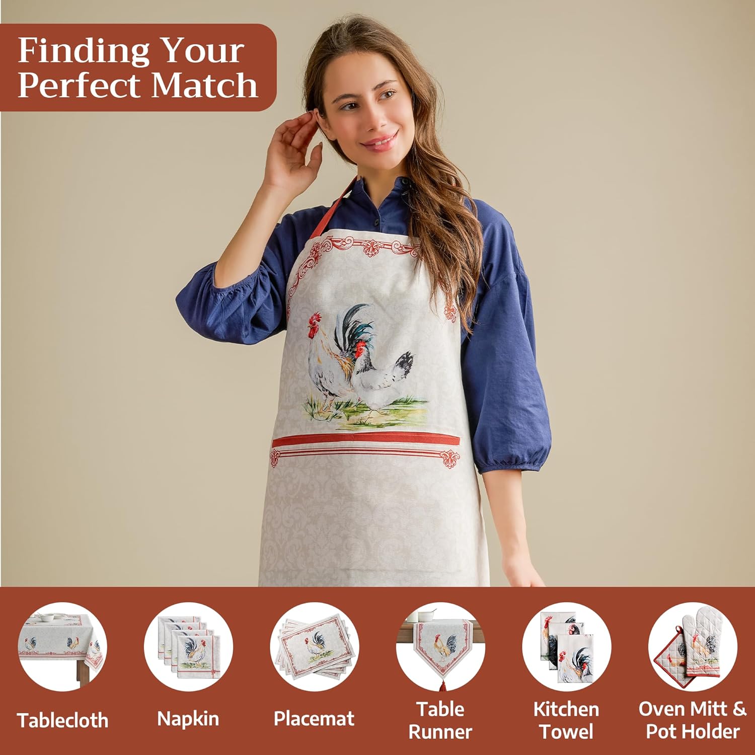 Maison d' Hermine 100% Cotton Apron for women with Pocket Kitchen Chef Apron for Men Cooking Mothers Day Gifts
