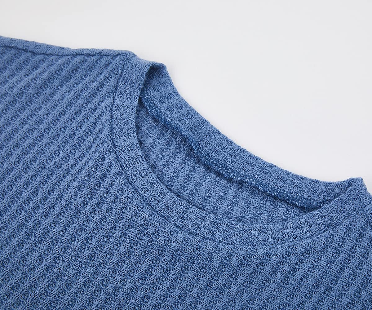 Girls Waffle Colorblock Tie Top Long Sleeve Casua T Shirt Knit Tunic - Image 3