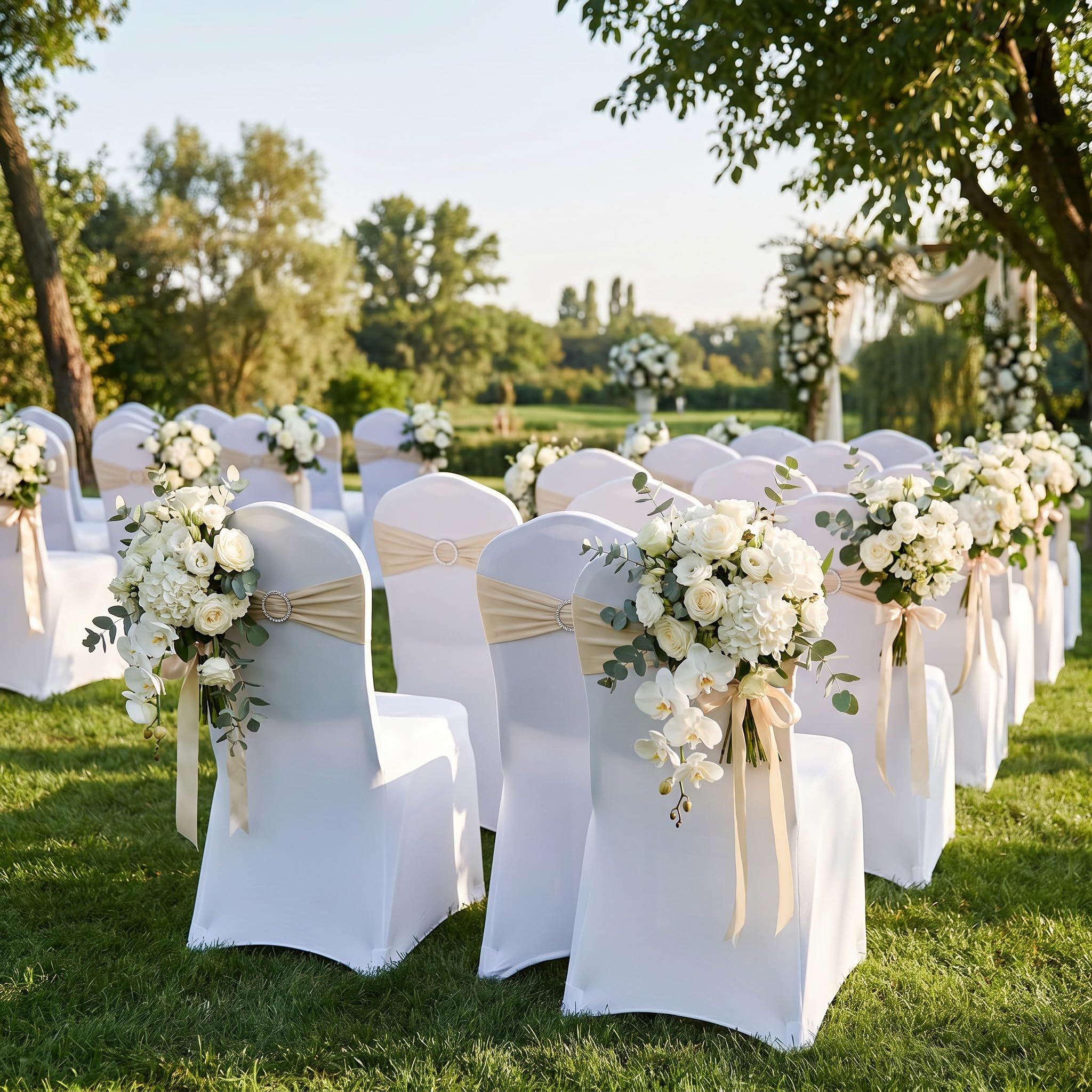 Froadp Universal elástico y Lavable Cubiertas de protección Funda para Silla Presidente Durante los Banquetes de Bodas Partes y decoración del hogar (50 Piezas)