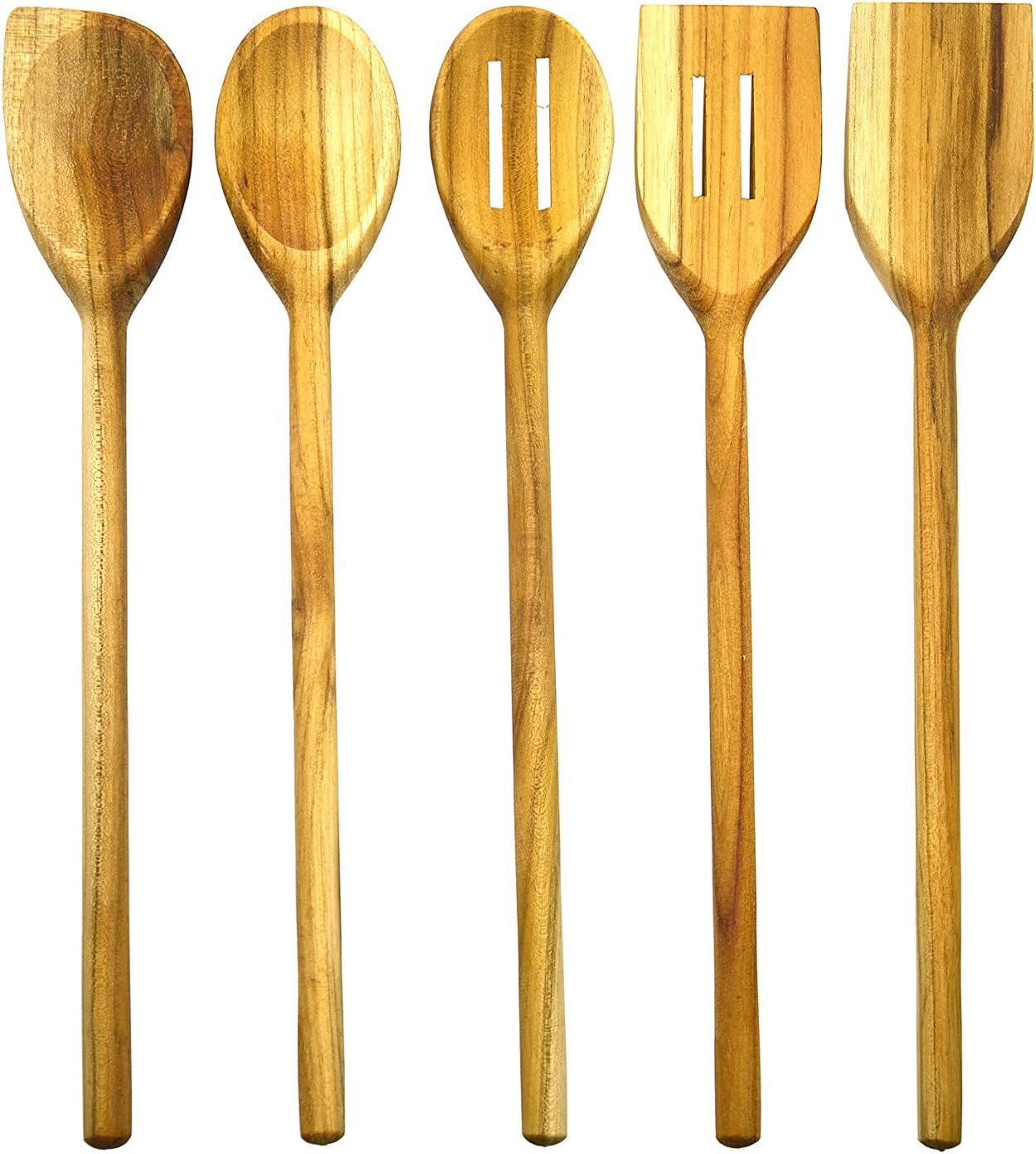 teak set of 5 utensils 14" long