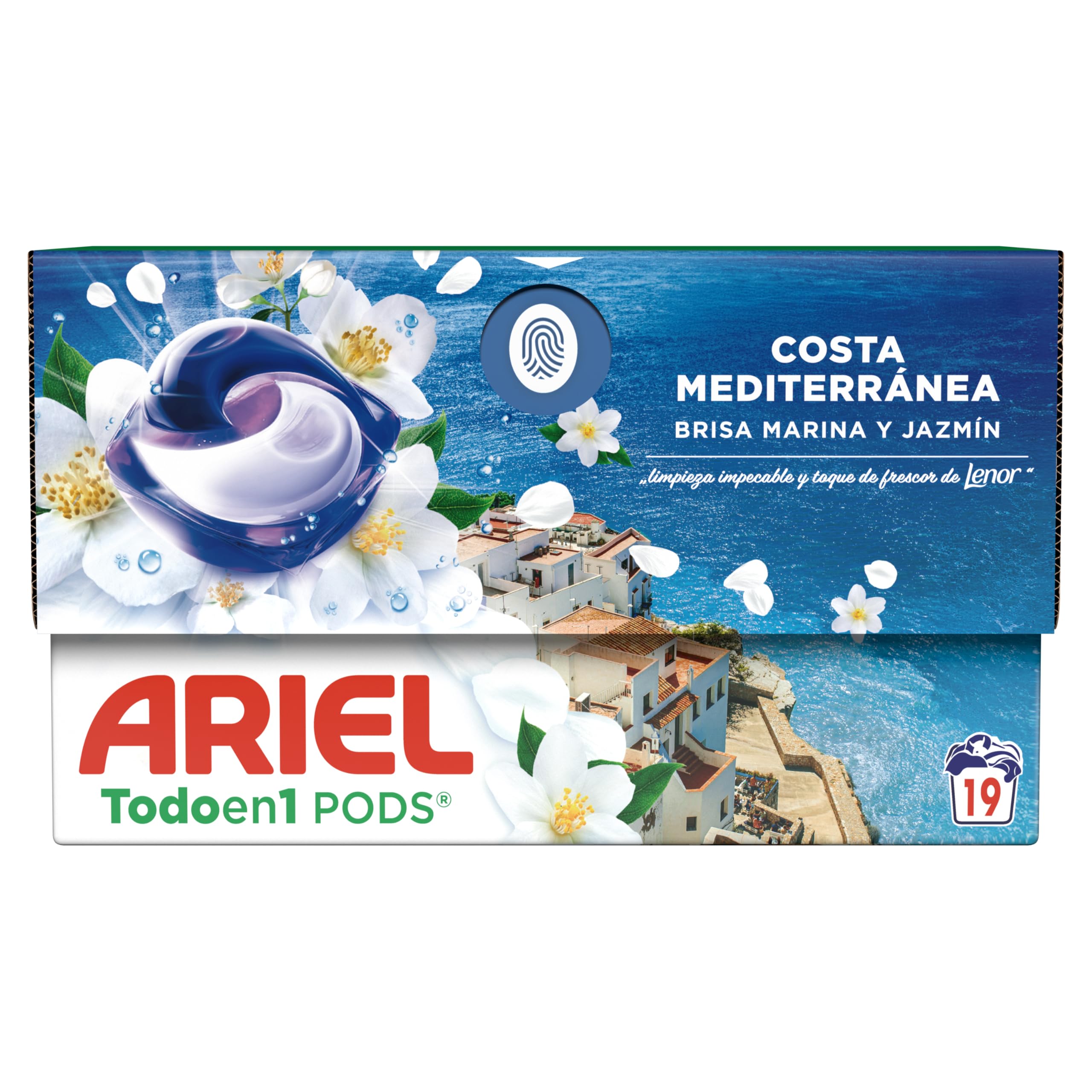Ariel Todo en 1 PODS Brisa Marina Y Jazmín, Detergente Líquido En Cápsulas, 19 Lavados