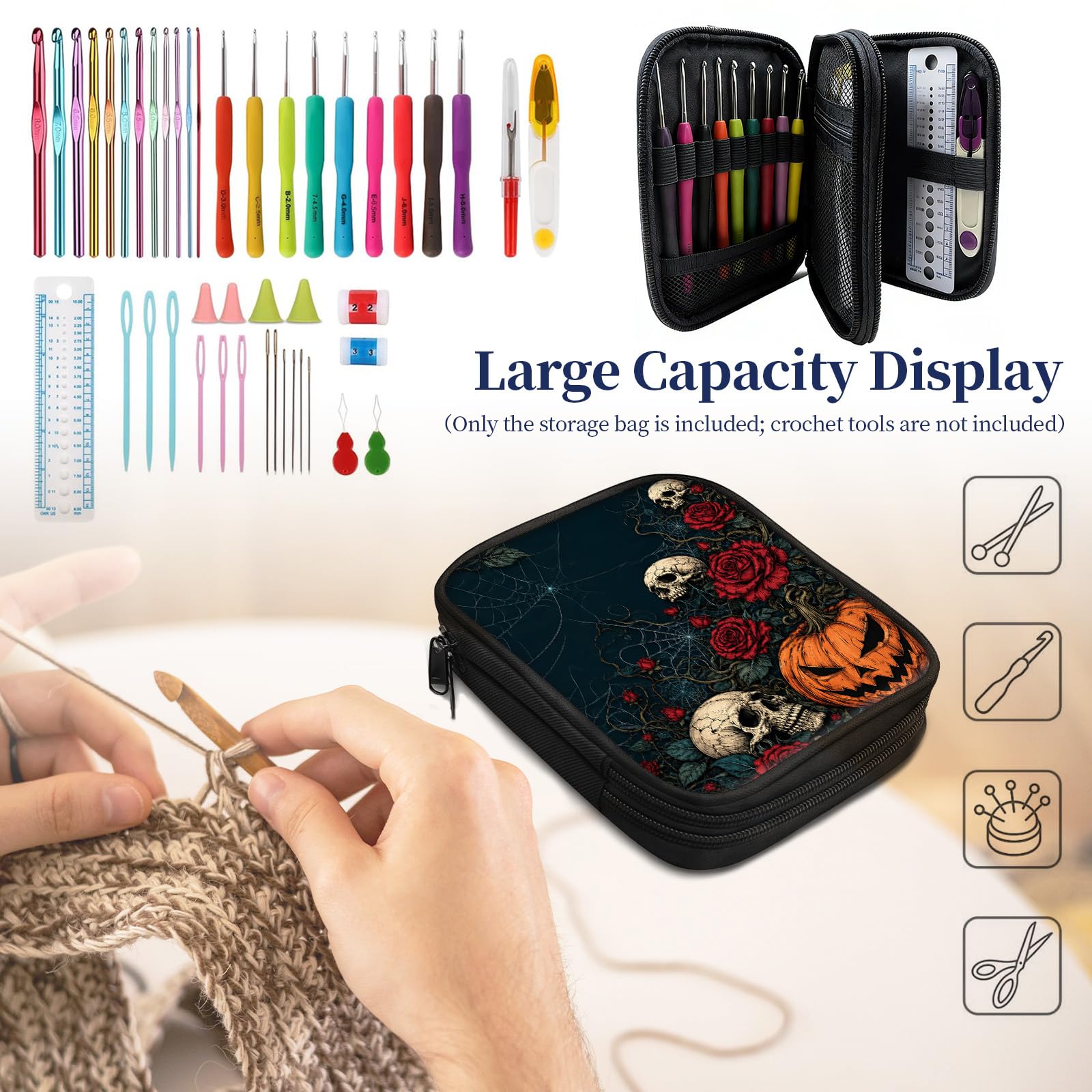 Amazon.com: Crochet Hook Case Organizer with Zipper,Elastic Slots