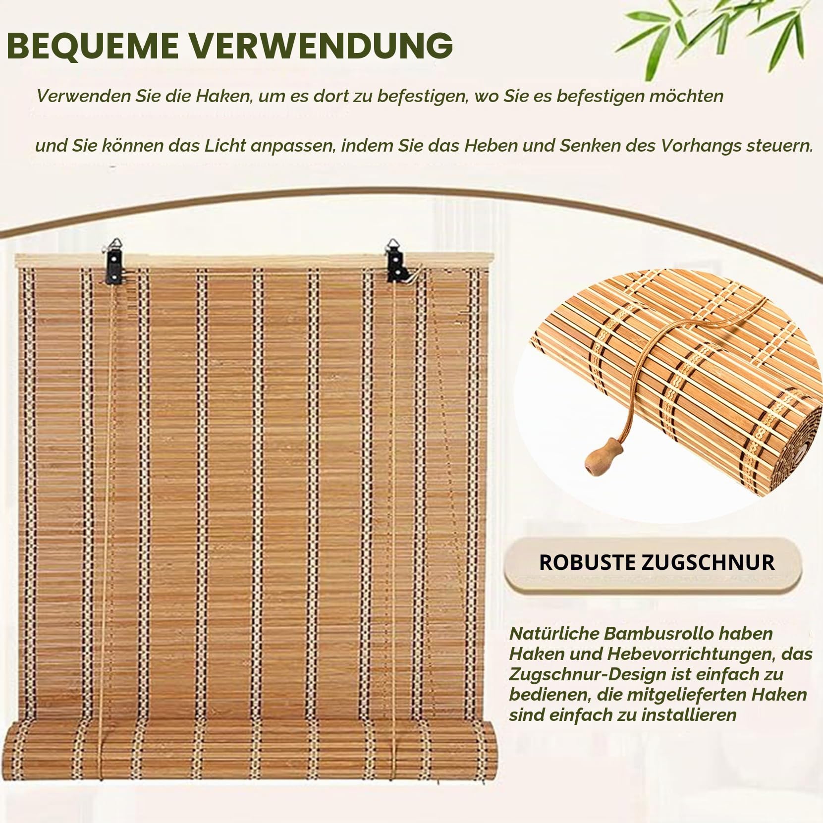 Retro-Rollo aus Bambus, Rollo aus natürlichem Bambus, Verdunkelungsrollo, Rollo aus Naturholz, Rollo verstellbar für Gewächshaus Pavillon