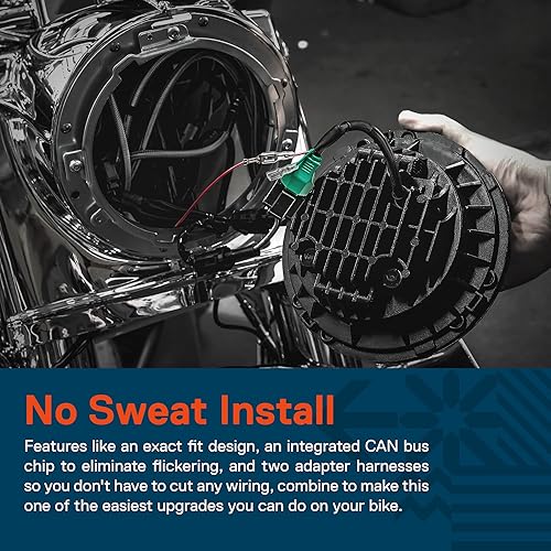 Miniatura 6 de Faro LED CREE de 7 pulgadas para Harley Davidson acabado negro Halo DRL 4500 lúmenes H4 convertidores Plug and Play bus CAN Touring Dyna Electra